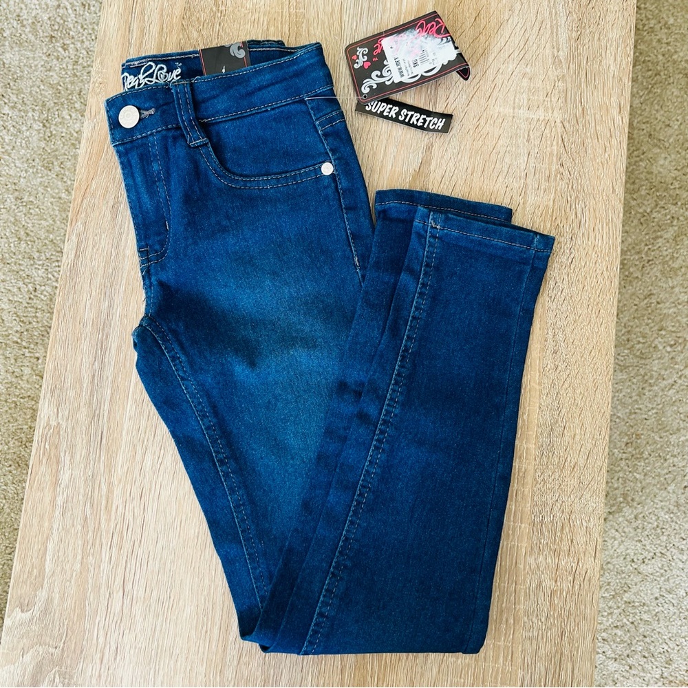 Girls Stretchy Dark Wash Skinny Jeans